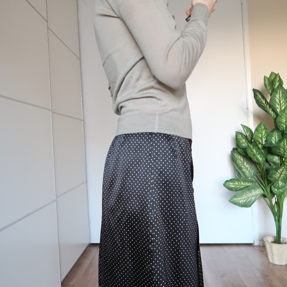 98% Silk ADEC 2 Polka Dot Midi Pleated Skirt Size 8 - Picture 3 of 8